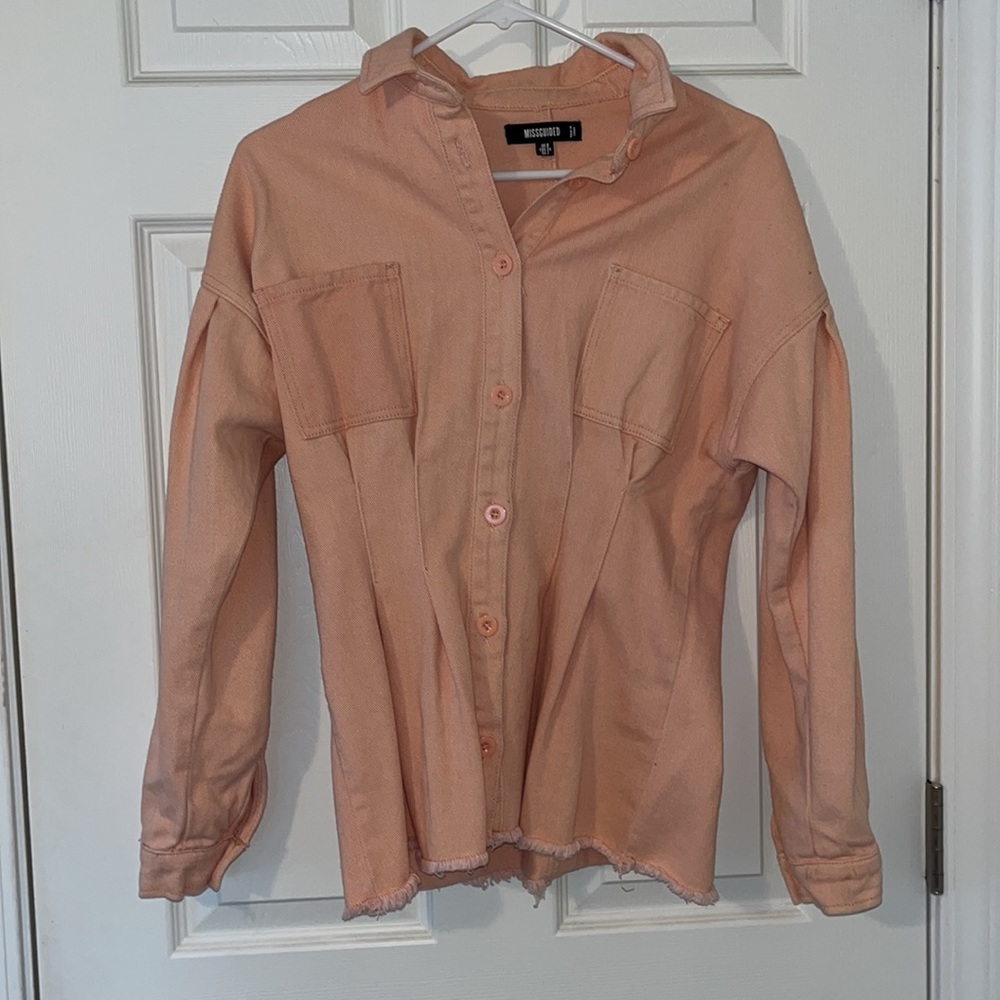 Blush pink Misguided “Shacket” top